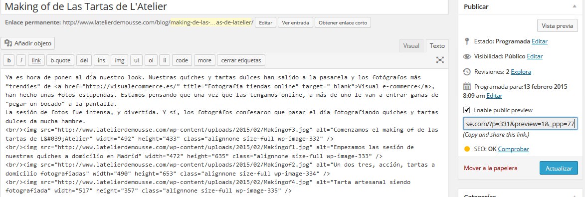 plugin de word press para habilitar preview de un post